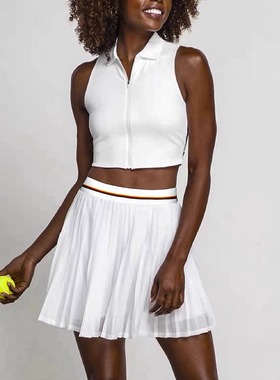 PARFOIS TENNIS女子网球半裙二合一运动裙裤百褶网纱透气吸汗速干