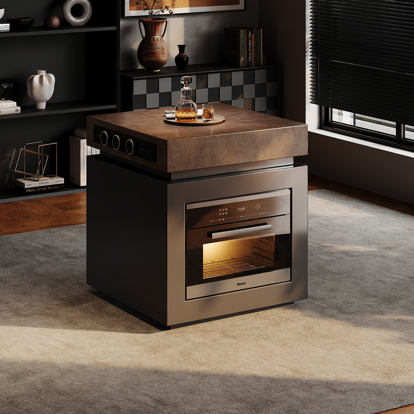 岩板岛台小户型单独可移动