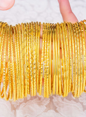 越南沙金手镯女正品 真假黄金光面首饰泰国三生三世久不掉色