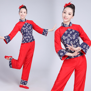 新款村姑采茶女舞蹈演出服装东北秧歌丫鬟农家乐工作服装民国表演