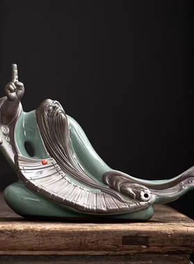 陶瓷老子人物摆件新中式禅意家居客厅博古架书房办公室装饰品