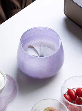 紫色琉璃建水茶渣桶大容量彩色水晶玻璃水盂茶桌茶具零配件茶盂