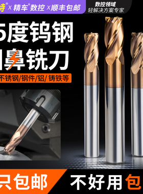 55度4刃R角钨钢铣刀钢用牛鼻刀铝用圆鼻刀数控直柄硬质合金立铣刀