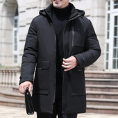 中年羽绒棉棉服男中老年男士 棉衣中长款 加厚棉袄男装 外套爸爸冬装