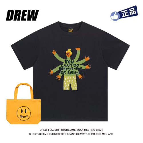 Drew宋佳明星同款笑脸美式潮牌高级感男女情侣宽松短袖T恤上衣ins