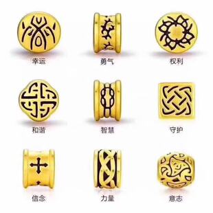 刺青勇气信念守护男女路路通金包银酷黑转运珠手链礼物送男友情侣