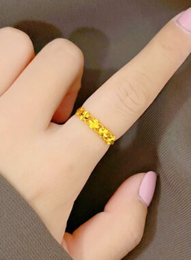 戒指女四叶草指环金包银开口可调节送情人节女友520礼物