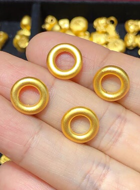 古法同心圆 金包银金刚圈平安扣男女款转运珠情侣吊坠手链送女友