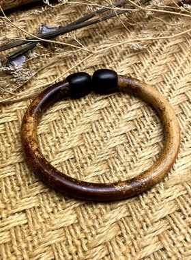 西藏鸡血藤无节豹纹饰品木手镯