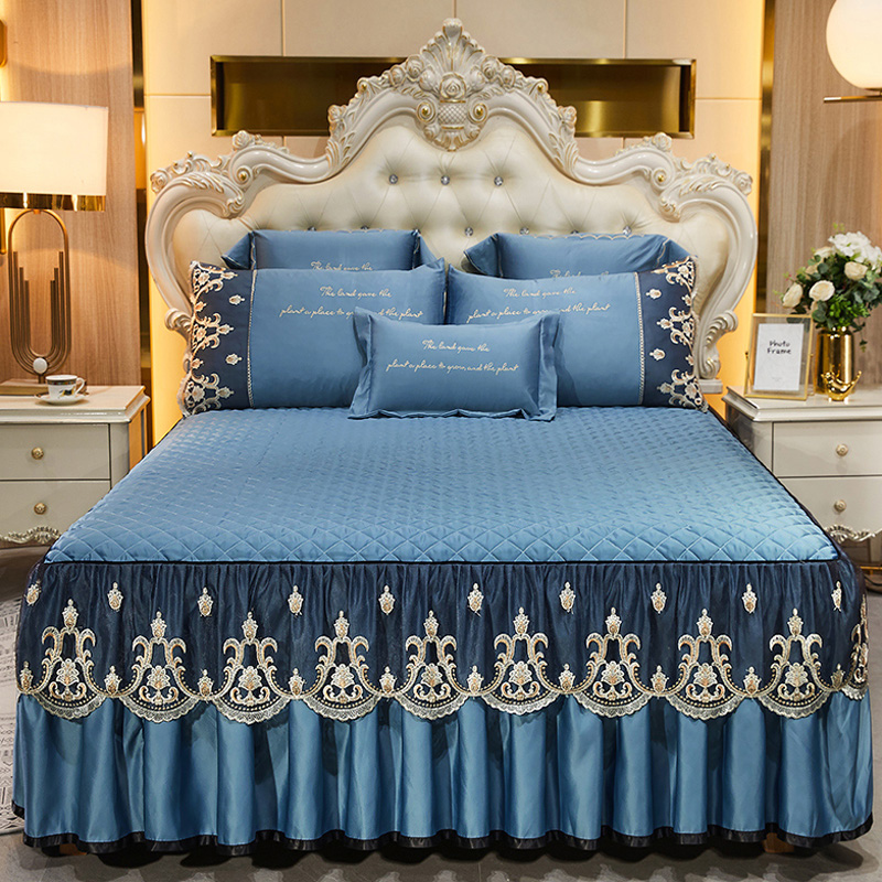 纯色夹棉加厚家用防滑保护罩床裙