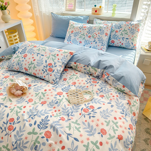 春夏新款 纯棉被套单件100全棉斜纹田园小碎花1.5m200x230双人被罩