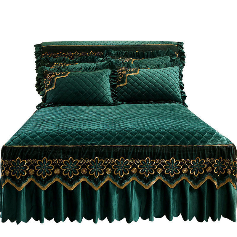 加厚水晶绒法莱绒夹棉床裙式单件床罩保暖冬季珊瑚绒防滑1.8m床套,床上用品,床裙,淘宝优惠券,粉丝福利购,淘宝优惠卷