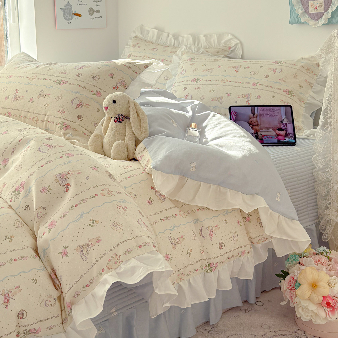 小清新全棉床盖四件套亲肤纯棉被套夹棉加厚床单四季通用宿舍床品,床上用品,床品套件/四件套/多件套,淘宝优惠券,粉丝福利购,淘宝优惠卷