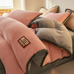 纯色牛奶绒被套单件冬天保暖加绒180加厚220x240被罩珊瑚绒法兰绒