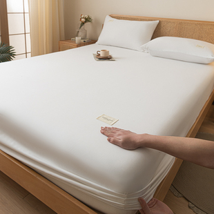全棉床笠单件100纯棉床罩酒店专用白色民宿床单三件套全包防滑套