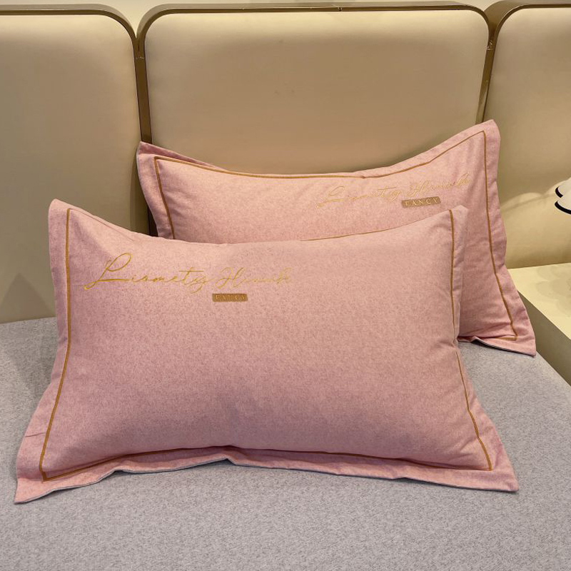 轻奢纯色加厚纯棉磨毛枕套一对