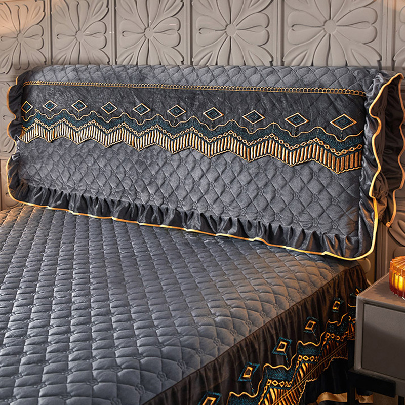 2021年新款水晶绒加厚防撞床头罩欧式软包万能通用全包床头靠垫套