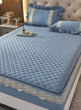 四季通用夹棉蕾丝花边床笠三件套180x220cm加厚全包床垫套1.5床罩