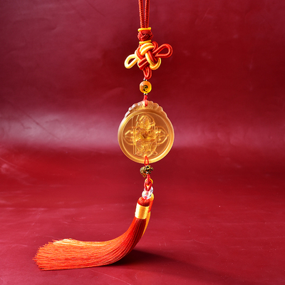 淘运灵阁文哲护岁挂饰车挂2026年吊坠琉璃车载后视镜挂件吉祥礼物