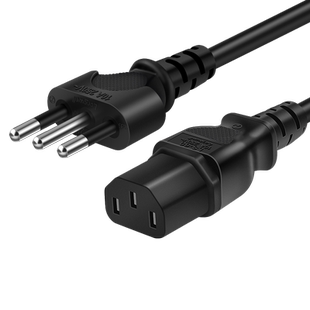 意大利电源线3芯0.75平方1.8米电脑主机三圆柱并排品字尾智利插头