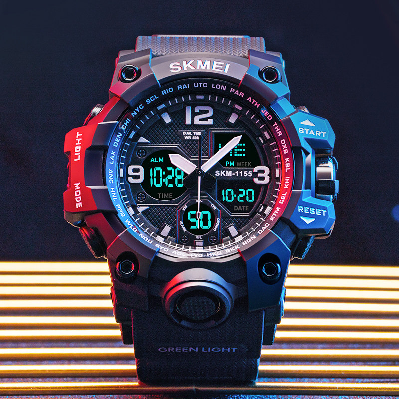 香港Skmei男士手表初中学生运动儿童防水机械电子表青少年潮流女