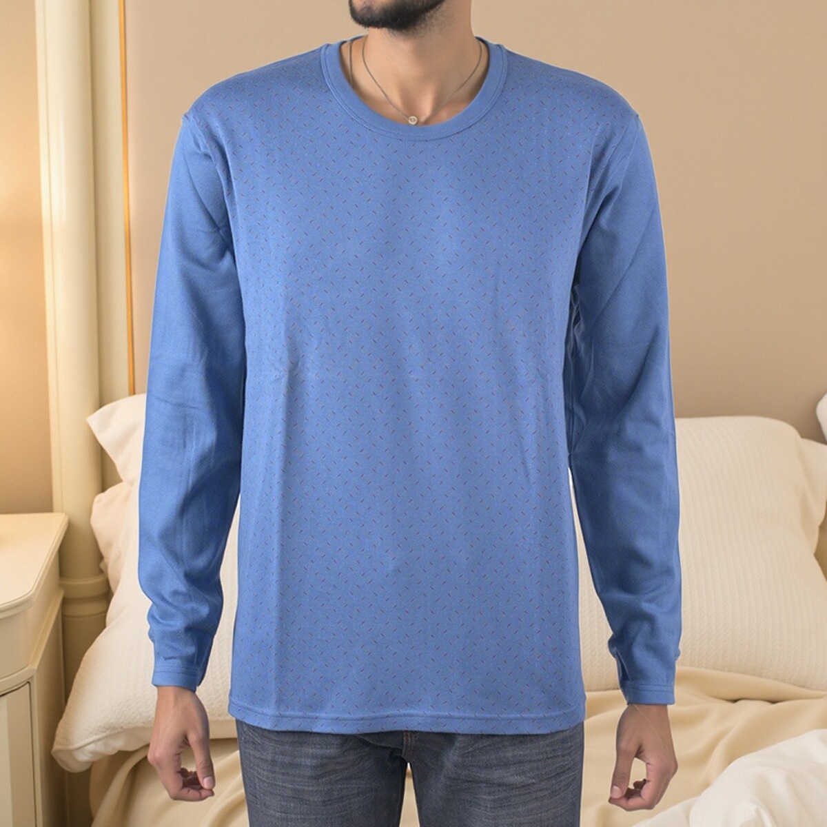 三宝羊秋衣男加厚圆领纯棉上衣保暖内衣大码衬衣本命年红秋衣秋裤