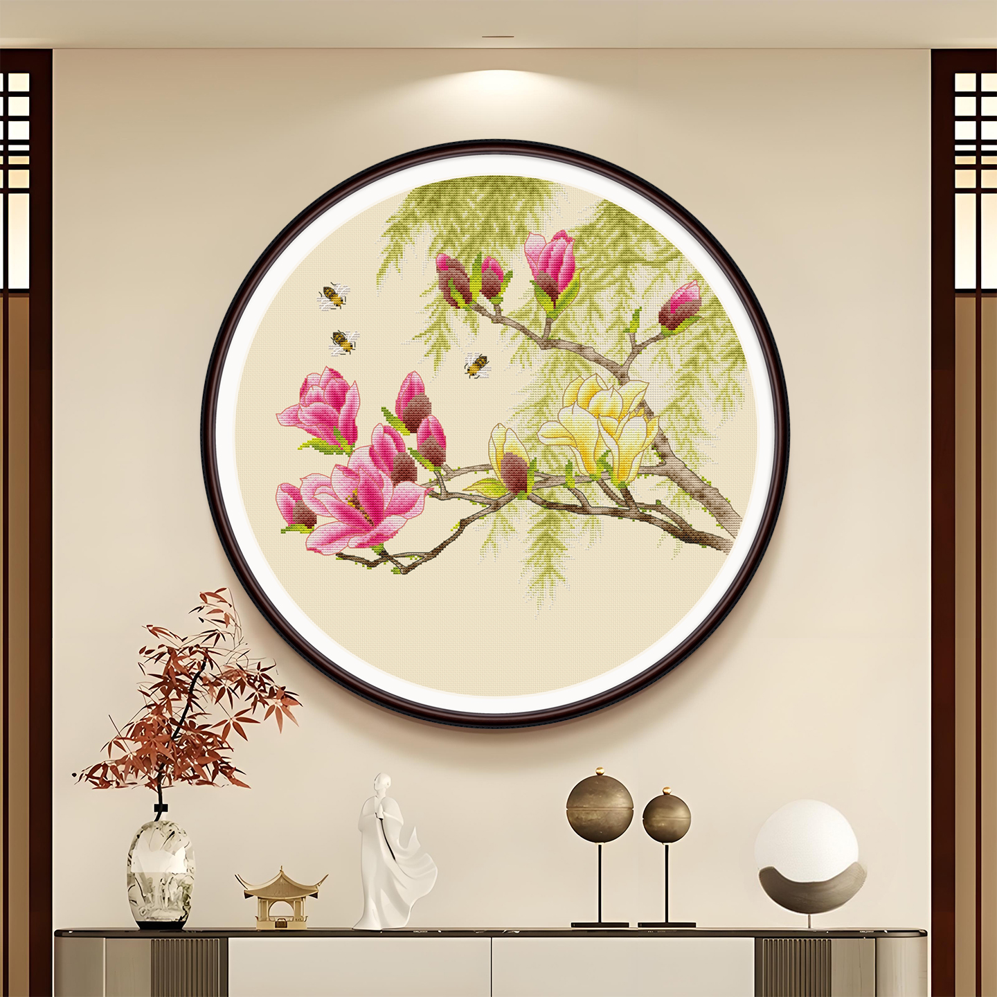 春天十字绣新款新中式玉兰细柳