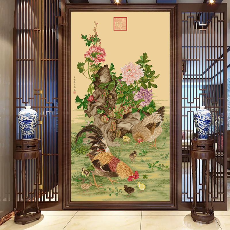 春天十字绣2025新款线绣客厅玄关中式黄际明富贵吉庆图手工自己绣