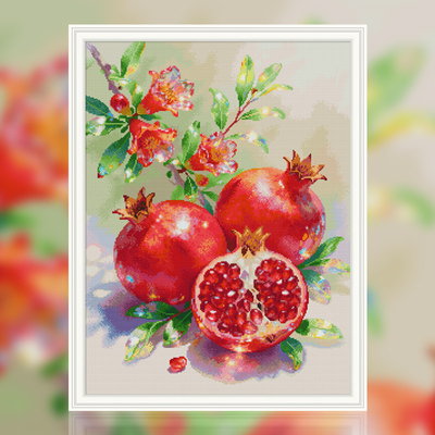 金玉满堂多子多福石榴春天十字绣2026新款线绣满绣无勾边手工刺绣