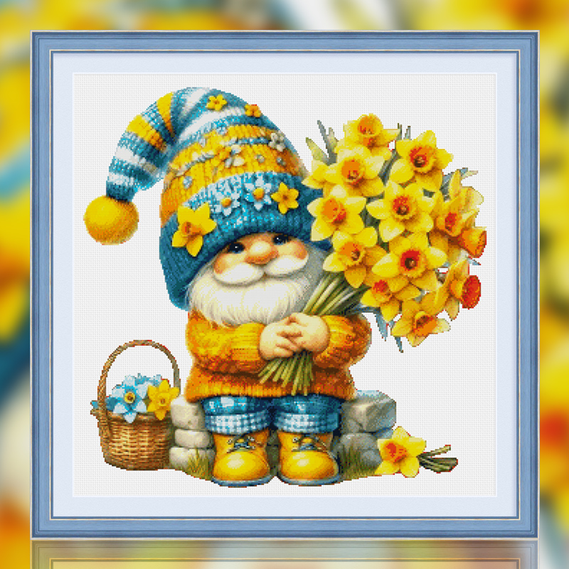 春天十字绣2025新款线绣捧花小矮人客厅卧室儿童房挂画自己绣