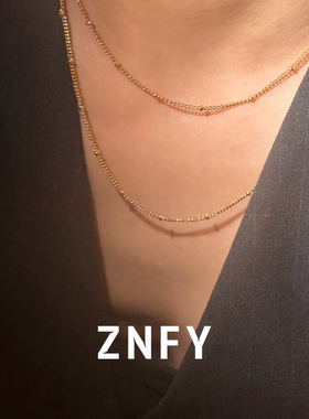 ZNFY欧美简约ins风圆珠双层链条钛钢锁骨链百搭叠戴项链