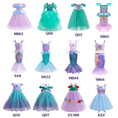 女童美人鱼系列连衣裙小公主爱丽儿裙子亮片鱼尾修身 裙沙滩温泉服