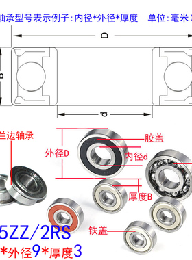 台湾进口小轴承钢深沟球微型精密微电机模型MR95ZZR-950(5*9*3)