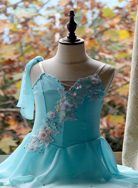 儿童雪纺现代芭蕾舞蹈服飄逸现代舞短裙演出服裝表演服成人可定制