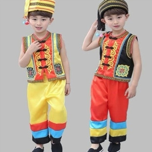 六一傣族儿童服男童少数民族舞蹈云南佤族葫芦丝小男孩表演出壮族