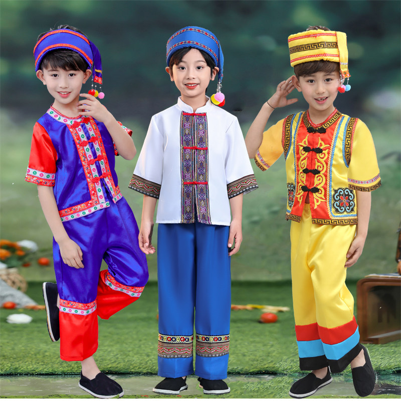 三月三壮族服装儿童六一少数民族服饰瑶族演出苗族男童傣族黎族服 - 实物图