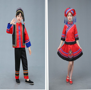 儿童布依族服装女童贵州少数民族竹竿舞演出男女童仫佬族舞蹈服饰