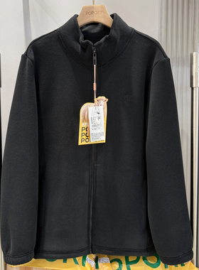 POPOKI5806冬男立领摇粒绒长袖绒衫卫衣夹克休闲上衣内胆情侣外套