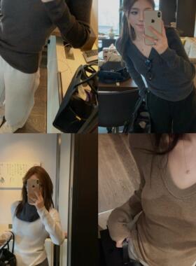 MLPDTUDIO 鹅蛋领显瘦100羊毛针织上衣打底秋冬女