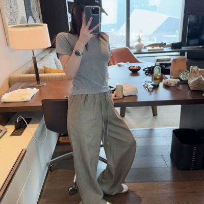 MLPSTUDIO 松弛老钱！好穿100%亚麻抽绳宽松直筒休闲裤