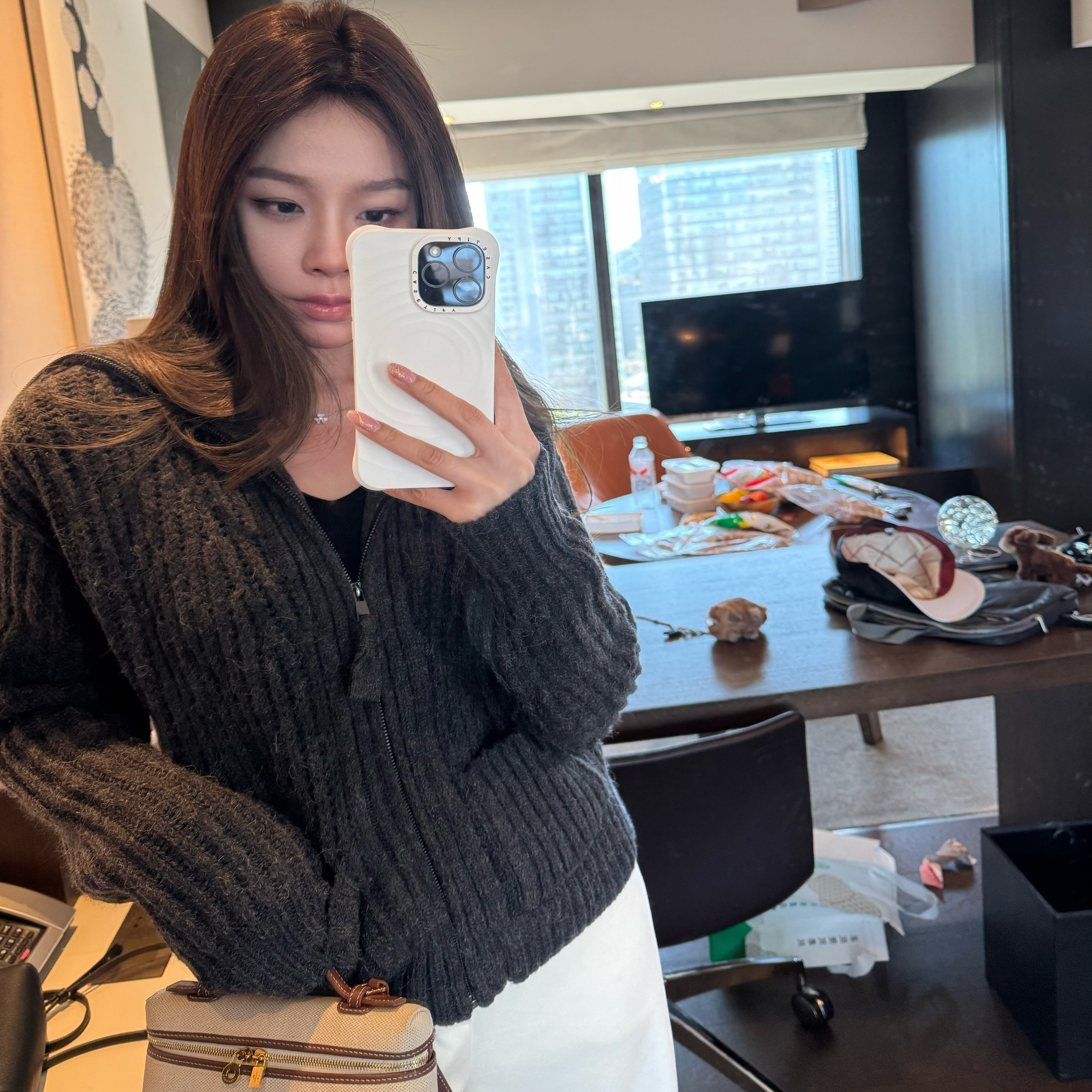 MLPSTUDIO 品质专线 羊驼&羊毛粗棒加厚拉链宽松针织开衫上衣秋冬