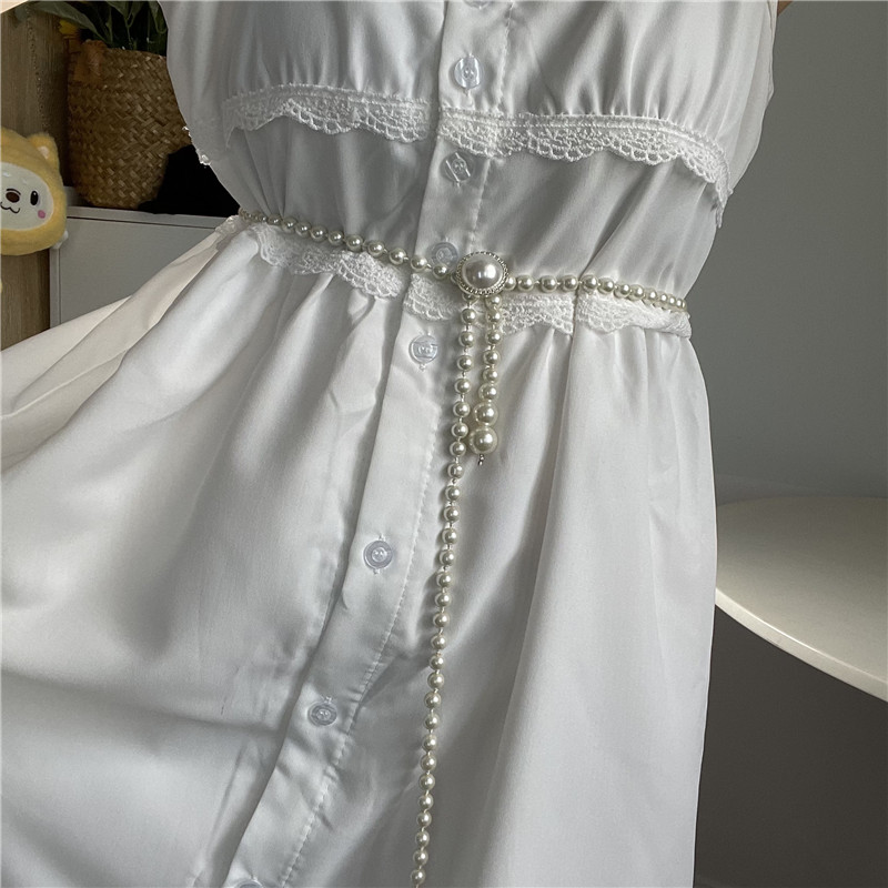 气质衬衣装饰百搭珍珠文艺优雅腰链女韩版时尚西装收腰蝴蝶腰带潮