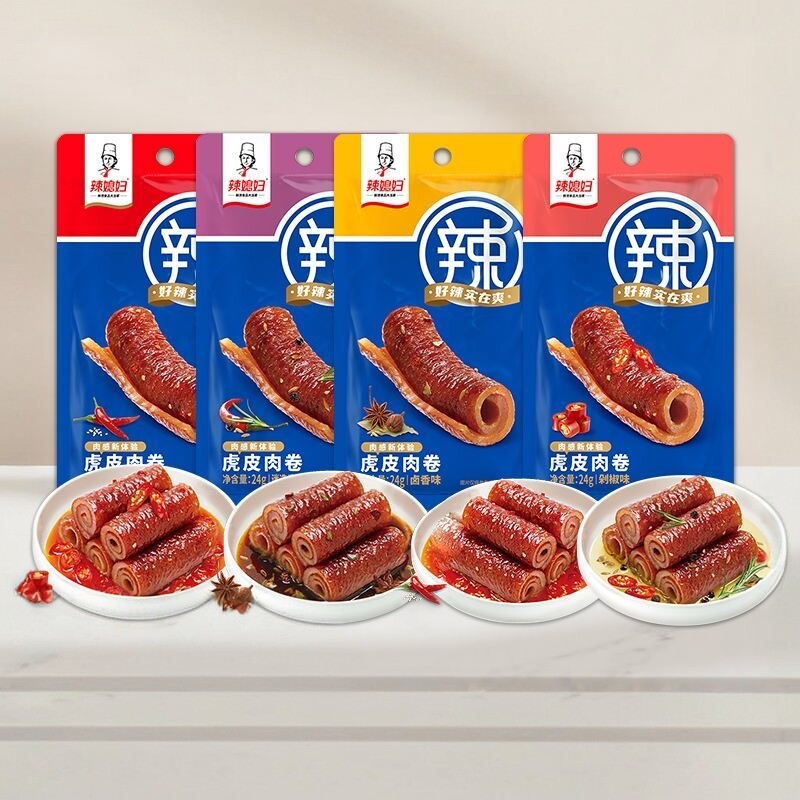 辣媳妇低脂虎皮肉卷24g小包装先炸后卤猪皮卷即食休闲健康小零食