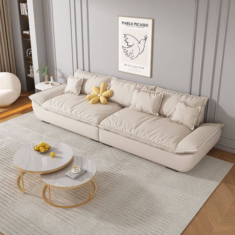 沙发奶油风科技布沙发意式轻奢简约大帆船沙发直排沙发懒人沙发