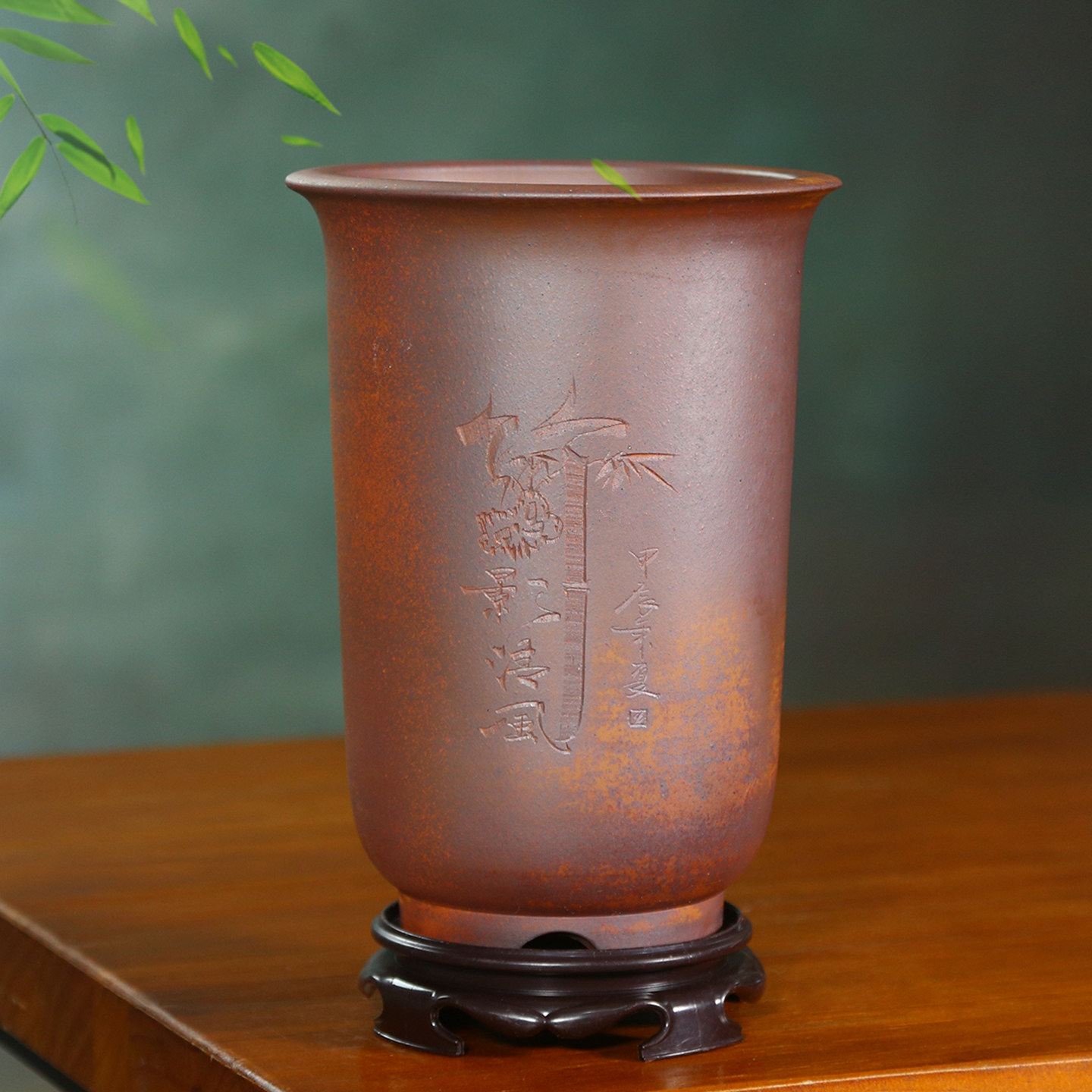 柴烧紫砂兰花盆宜兴精品陶瓷高金钟墨蕙春建寒兰专用盆室内盆栽盆