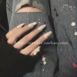美甲成品甲片拆卸穿戴防水指甲贴砂糖粉秋冬璀璨闪耀酸奶白欧美