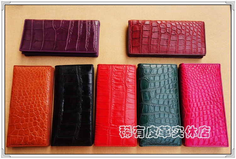 正品暹罗鳄鱼皮钱包 男女长款钱夹 多卡位鳄鱼皮商务皮夹