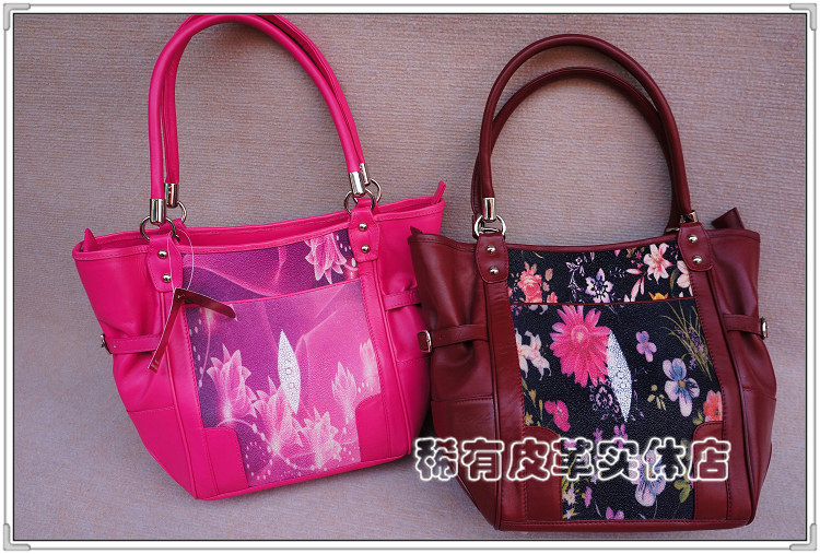 珍珠鱼皮包 女式手提包 魔鬼鱼皮女士单肩包 街头包手拎包