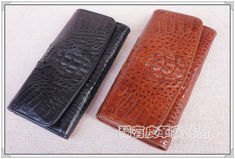 正品鳄鱼皮钱包 三折长款多卡位票夹 男女手拿皮夹 真皮大钞夹