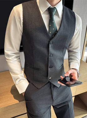 马甲男套装商务休闲兄弟伴郎团结婚正装礼服轻奢英伦西装背心
